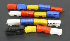 1960's Small Plastic Train Cars  Engine / 16 Train Cars  1 Engine - No Wheels
