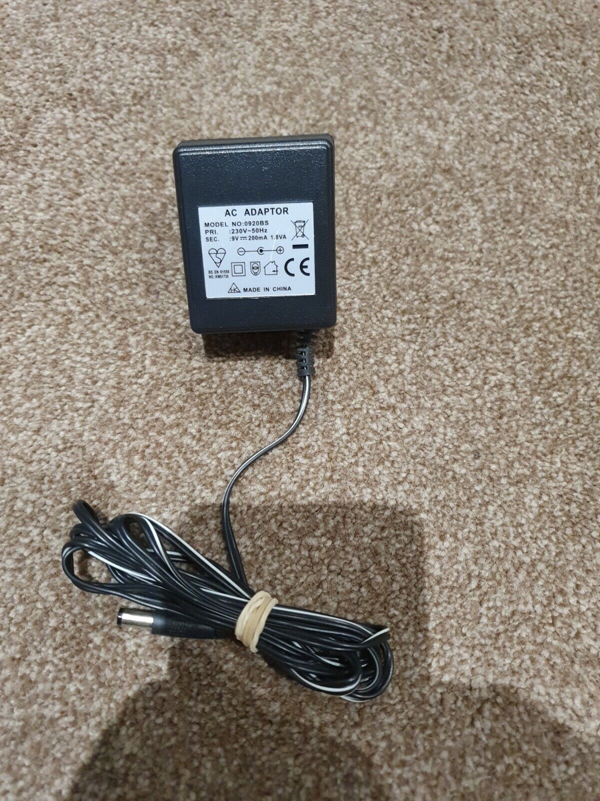 9V 200mA 1.8VA AC Adaptor Transformer Model No 0920BS