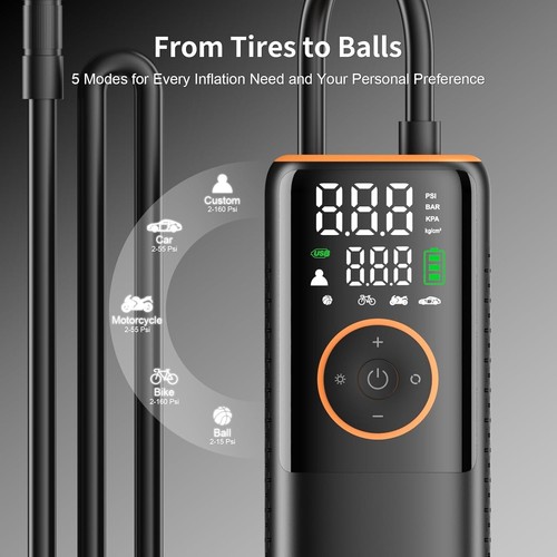 POCKET AIR Car Tire Inflator Portable Air Compressor by Bullseye Pro, Rechargeab - Picture 5 of 10