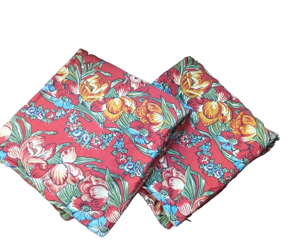 2~Fundas de cojín/almohada Pottery Barn mezcla de lino rojo/floral cierre de cremallera de 24"x24" Foto 2 de 4