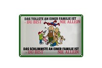 Blechschild Spruch 30X20 Cm Familie Du Bist Nie Allein Deko Schild Tin Sign