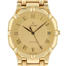 CONCORD WATCH ROMAN NUMERAL DIAL SOLID 18K YELLOW GOLD