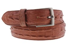 Mens Crocodile Tail Belt Print Leather Western Cognac Buckle Cinto Rancho