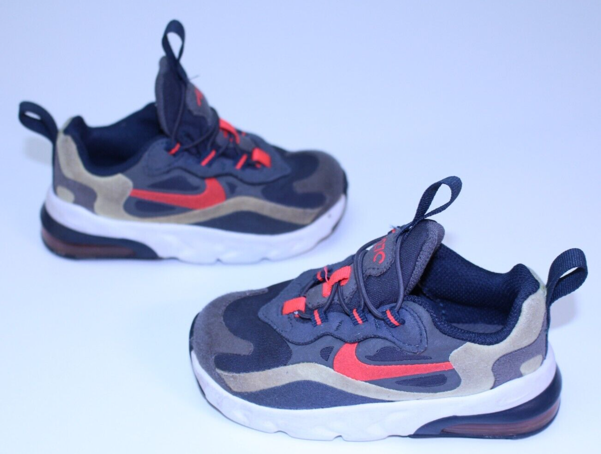 Nike Air Max 270 React Baby Sneakers Shoes TD Grey Black PS 6C Lace Up Kids Boy | eBay