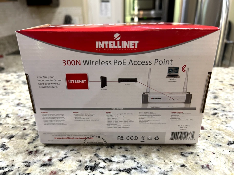 Intellinet 300N Wireless PoE Access Point - New, Sealed - Image 2 of 4