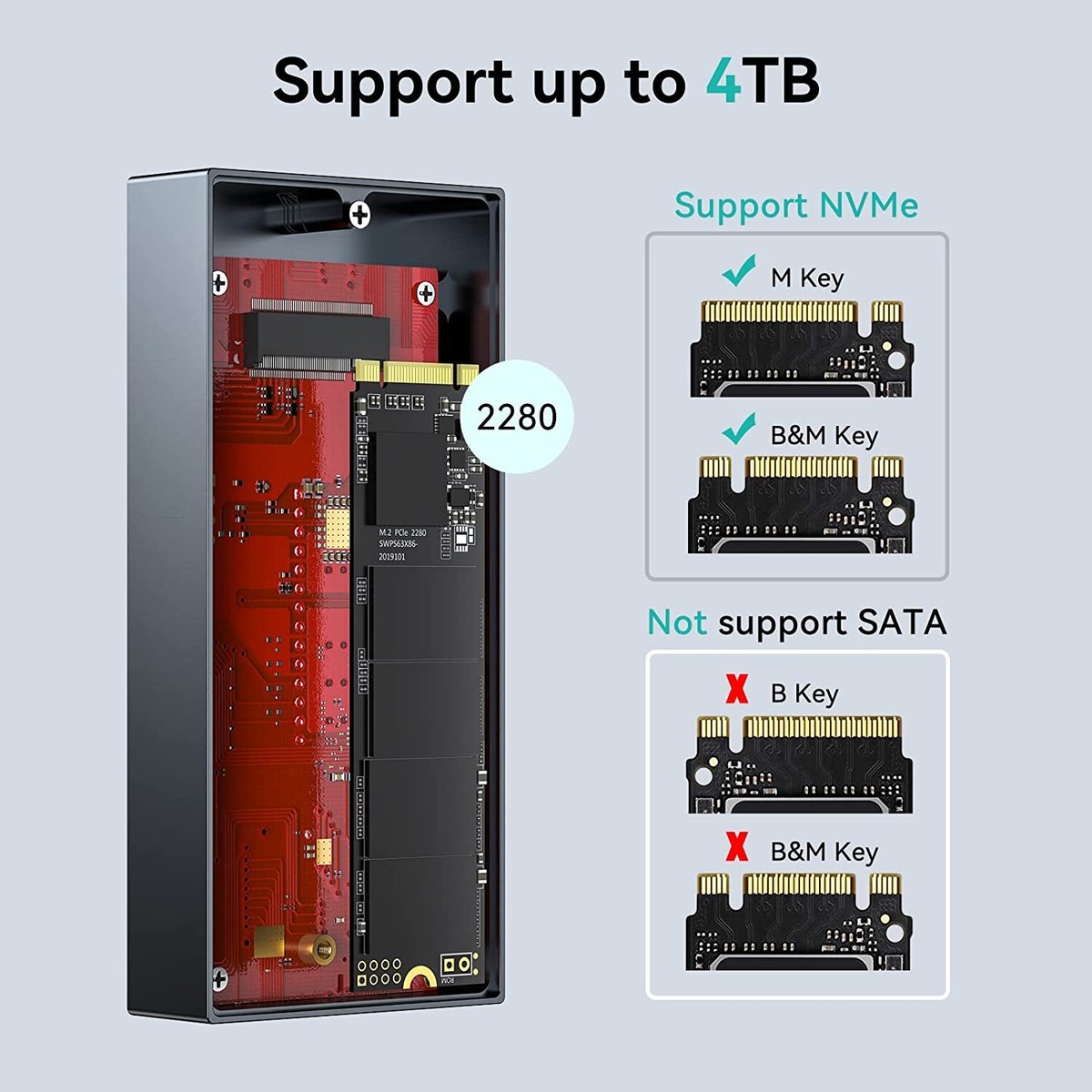 Yottamaster NVME M.2 SSD Enclosure USB 4 40Gbps Type-C USB 3.1 Gen