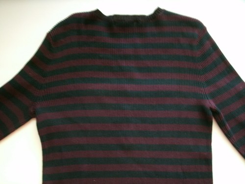 Maglione donna Chaps blu navy bordeaux righe Henley taglia large nuovo - Foto 9 di 12