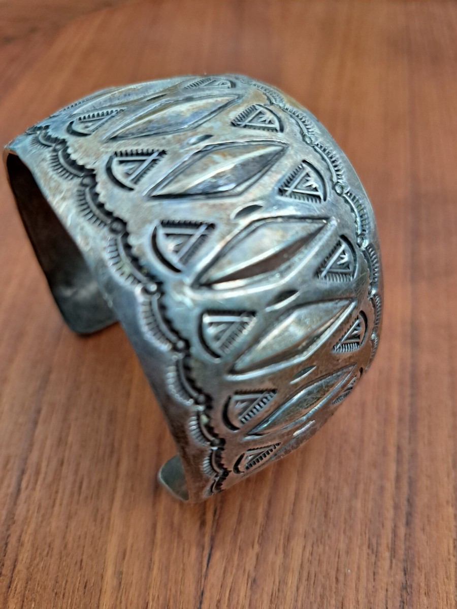 Native American Navajo J.Nelson sterling silver 925 stamp cuff