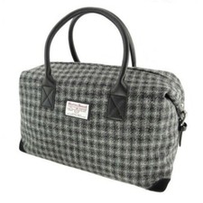 Unisex Authentic Harris Tweed Luxury Overnight Bag in Grey Dogtooth COL 61 New