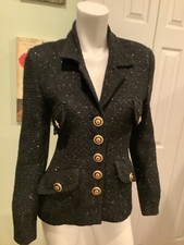 Vertigo Pour La Ville Black Ladies Blazer Paris Made In France Sparkle Sz S