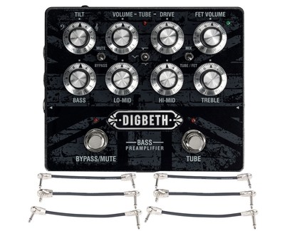 Laney Digbeth Series Bass Guitar Preamp Pedal + 2x Gator Patch Cable 3 Pack