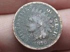 1870 Indian Head One Cent Penny- Bold N, Metal Detector Find? VG/Fine Details