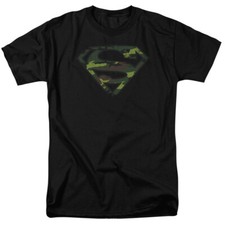 SUPERMAN DISTRESSED CAMO SHIELD Licensed Adult Men's Graphic Tee Shirt SM-6XL