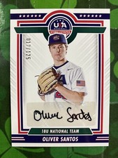 2022 Panini USA Baseball Stars & Stripes Oliver Santos Black Auto #/125 #18US-OS