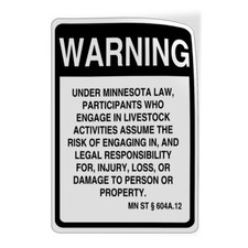 Vertical Vinyl Stickers Sign Minnesota Law Equine Activist Not Liable For Injury