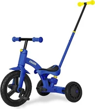 4-in-1 Kids Tricycle for 1.5 to 3 Yea Old with Parent Steering Push Handle,