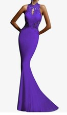 GlorySunshine Women Sheath Sexy Lace Backless Mermaid Bridal Flare Dress Large