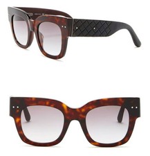  470 Bottega Veneta Bold Quilted Sunglasses Havana  Black Retro Cat Eye NWT NIB