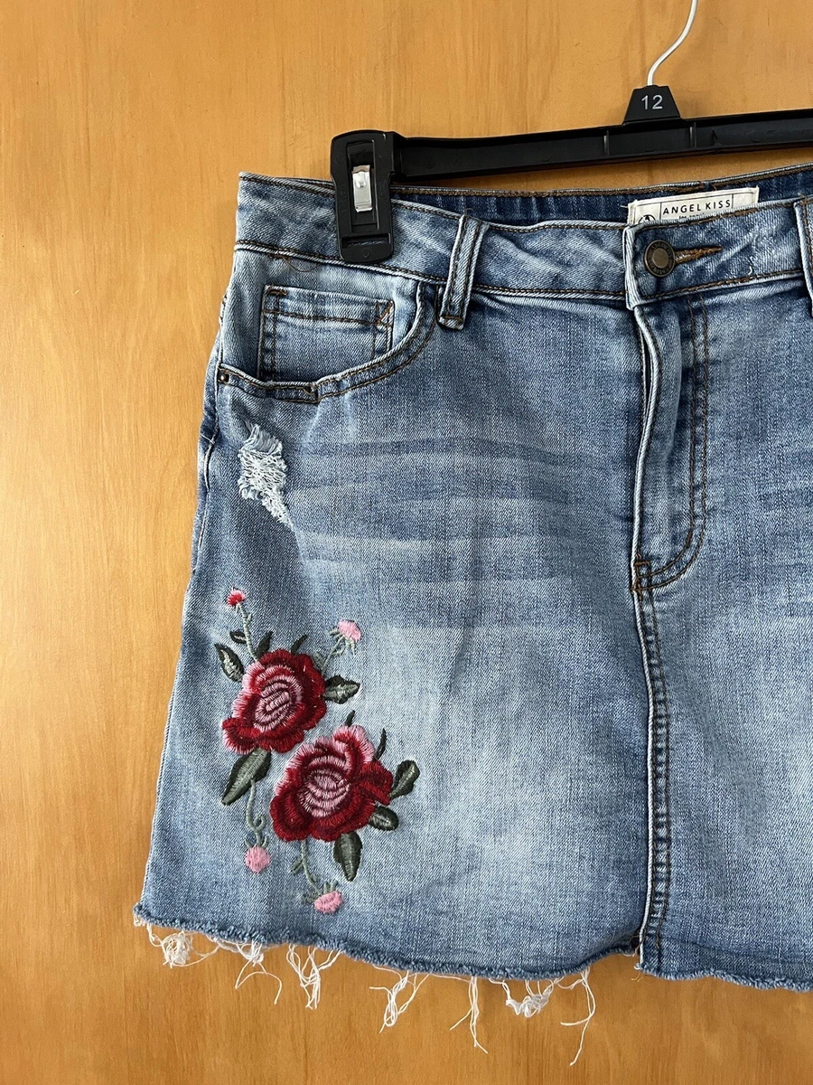 Pink denim top skirt xl