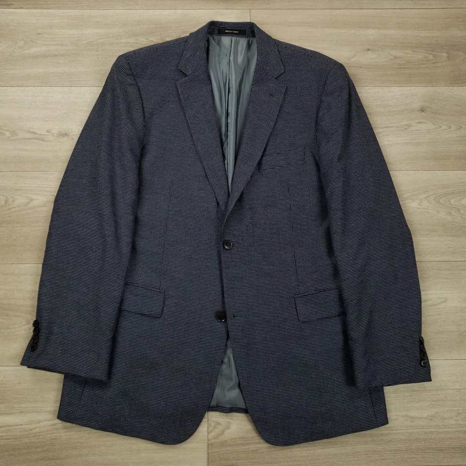 Hugo Boss Sport Coat Men's 44L Slim Wool Silk Cotton Blue Two Button Double Vent - Image 2 of 4