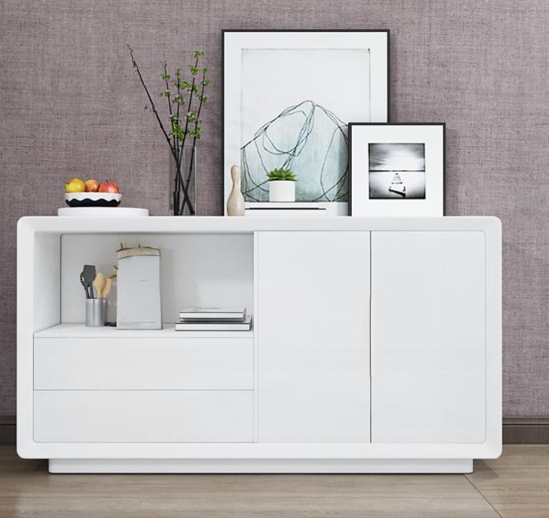 Sideboard 2 Türen mit 2 Schubladen Schrank Modern Sideboard Luxus Weiß Anrichte