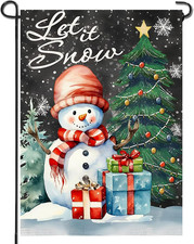 Welcome Christmas Garden Flag 12X18 Inch Double Sided Outside, Snowman Sign Fest