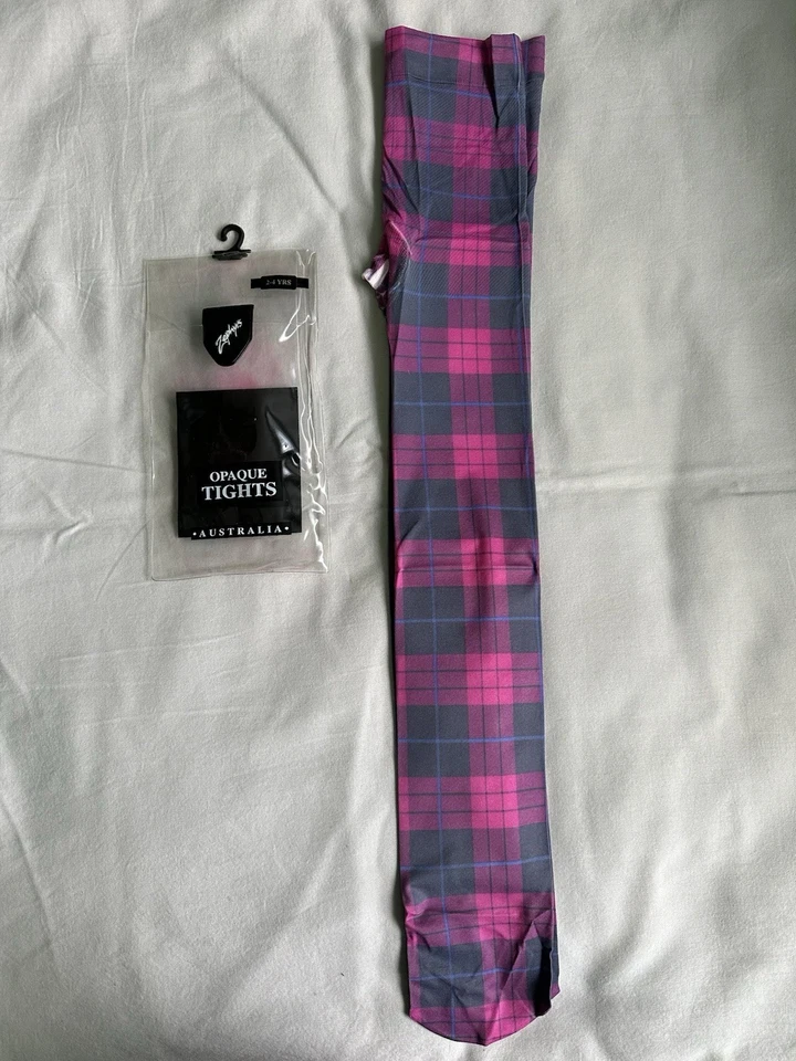 Zephyrs Australia Pink & Gray Plaid Opaque Tights (2–4 Years) - Image 4 of 4