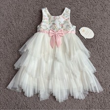 American Princess Floral Embroidered White Tulle Dress Girls Toddler 4