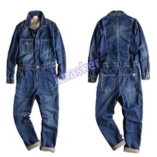 Classic Men's Denim Jumpsuit Casual Slim Fit Overalls Jeans Trousers Cowboy Pant
