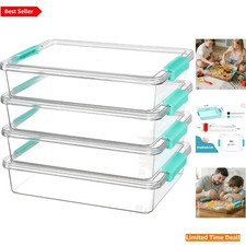 4-Pack 6 Qt Clear Plastic Storage Bins with Lids - Space-Saving Organizers