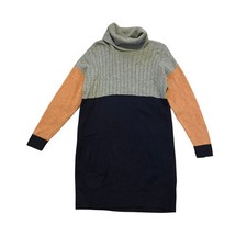 Madewell Colorblock Turtleneck Sweater Dress Wool Blend Knit Preppy