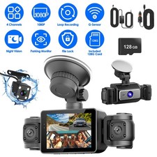 1080P HD Car Dash Cam Front and Rear Camera G-Sensor Night Vision with 128G Card