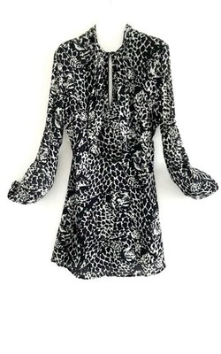 FALL  2016 SAINT LAURENT BY HEDI SLIMANE BIAS CUT DRESS W ICONIC LEO PRINT