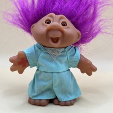 Vintage 2001 Troll Doll Nurse Pink Hair Turquoise Scrubs 5in Figure