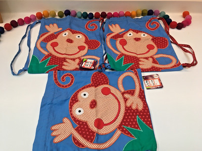 Oxfam Monkey Rucksack Kinderrucksack x3, nagelneu, unbenutzt, Partytaschen Kinder