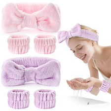 6Pack Headbands and Wristband Set for Washing Face, Spa Skincare Makeup Headband