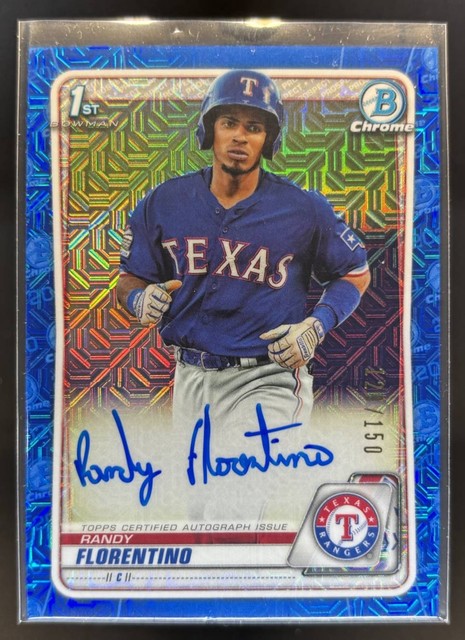 2020 Bowman Chrome Randy Florentino Auto HTA Choice /150 #CPA-RF 1st Rangers