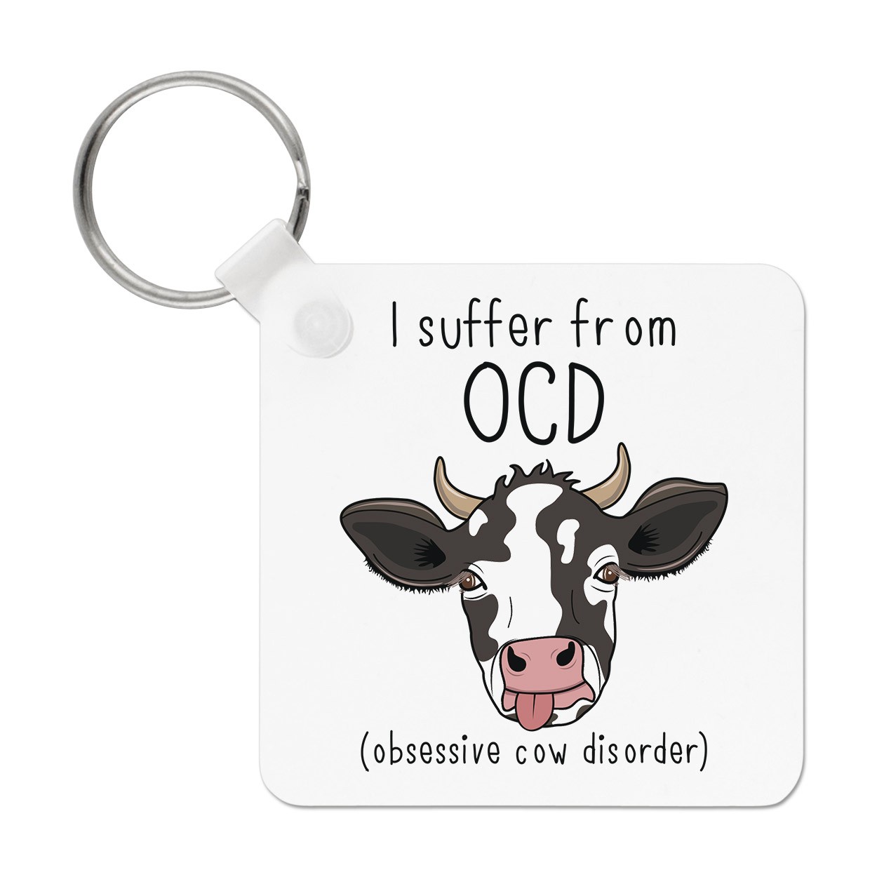 Cow OCD Keyring Key Chain - Funny Joke Obsessive Cow Disorder