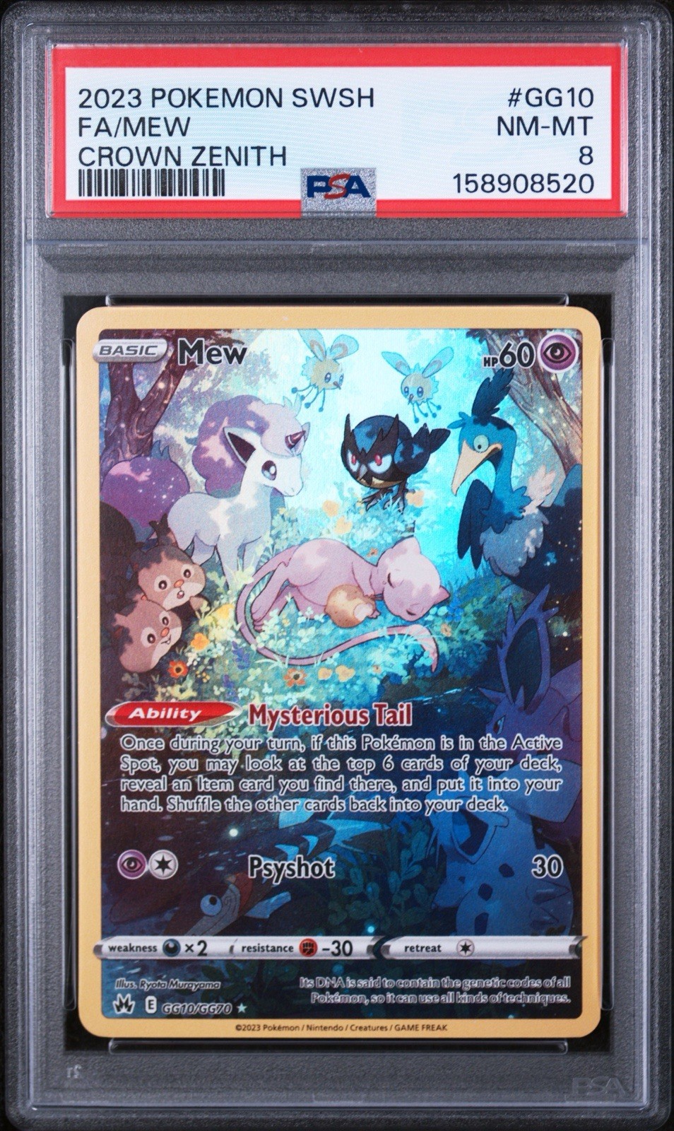 2023 POKEMON SWORD AND SHIELD CROWN ZENITH #GG10 FA/MEW CROWN ZENITH PSA 8