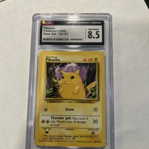 1999 Pokemon Pikachu 058/102 Base Set Regular CGC 8.5 NM/MINT