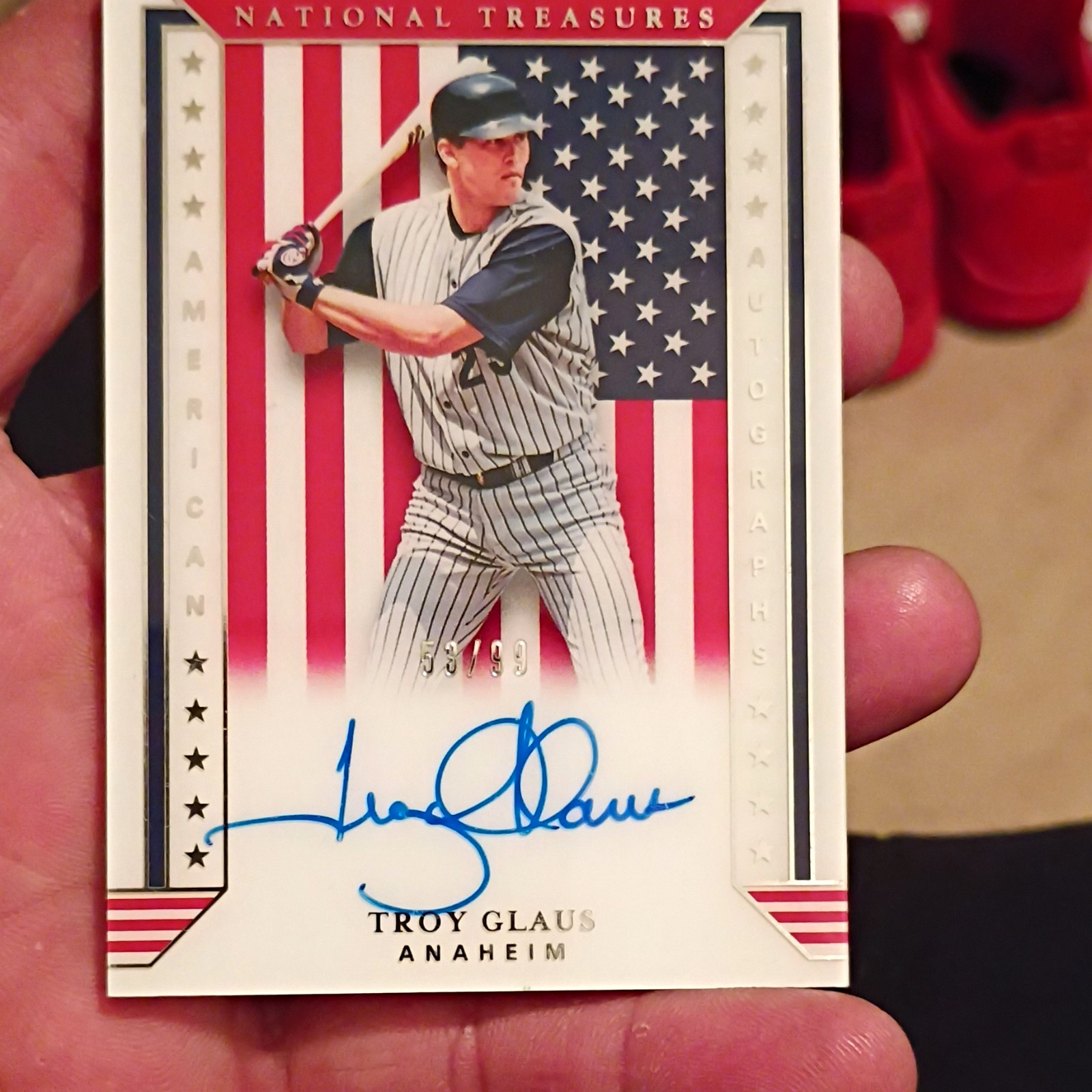 Panini 2020 National Treasures American Autographs Troy Glaus #AA-TG Anaheim /99
