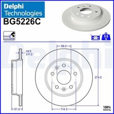 2x Bremsscheibe Delphi BG5226C 2 Bremsscheiben Hinterachse Hinten