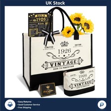 Vintage 1926 100th Birthday Gift Set Canvas Tote Bag & Cosmetic Bag 1 Pack