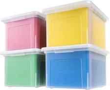IRIS USA File Box, Plastic File Organizer with Lids for Letter/Legal File, Porta