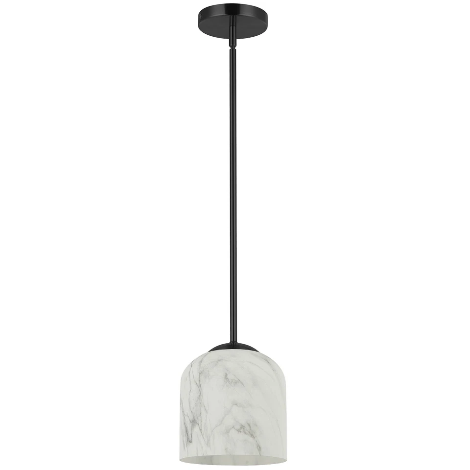 Dainolite PRC-71P Patrice 7"W Mini Pendant - Alabaster / Matte Black - Image 3 of 4