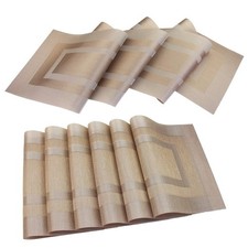 Placemats with Matching Table Runner,Heat Resistant Vinyl Woven Washable Tabl...