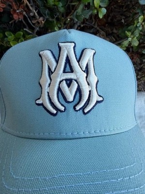 Amiri Men's Michael Amiri Logo Trucker Cap, Blue with White Logo