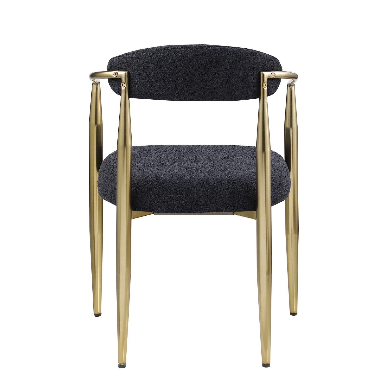4 Set Dining Chairs Boucle Armchairs Sherpa Accent Chairs Black Gold Metal Legs