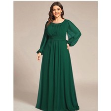 Ever Pretty Women Dark Green Chiffon Long Sleeve Maxi Gown Dress ES0106BDG16 16