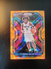2020-21 Panini Prizm Tyrese Maxey Orange Cracked Ice Rookie Card RC #256